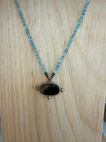 Small oval Dendrite Pendant W/ Apatite beads