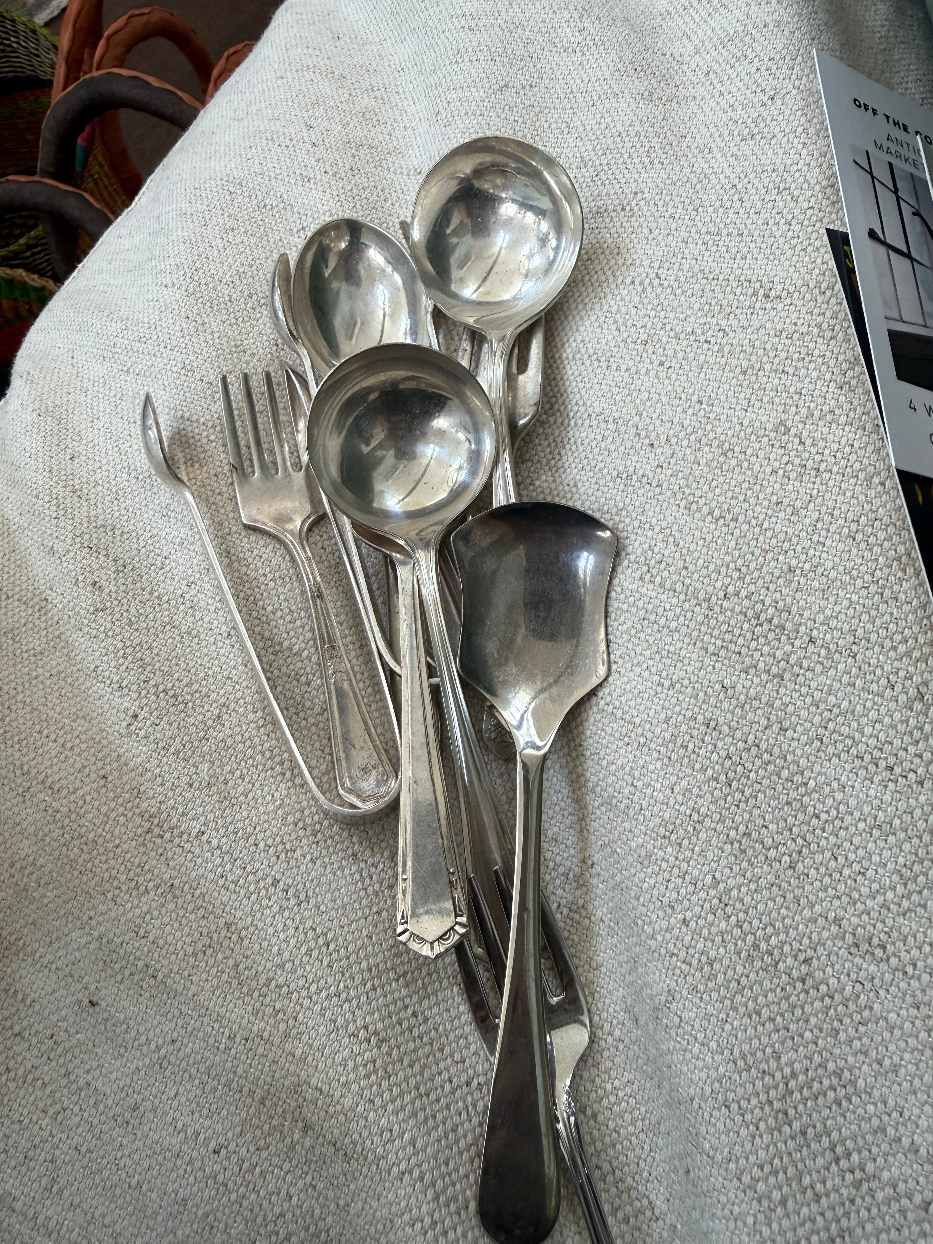 Vintage Silver plated Forks, Spoons, Thongs