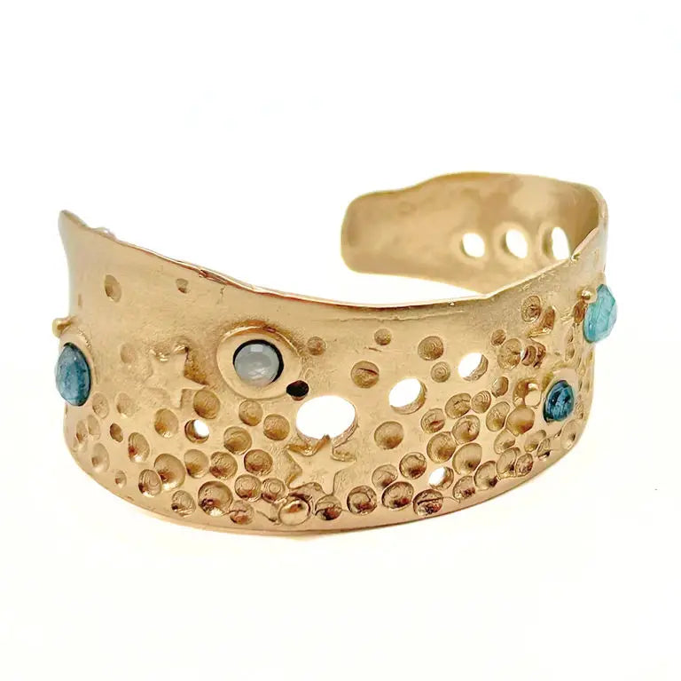 Selene -Asymmetrical Cuff W/ Gemstones