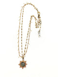 Catherine De Medici Round Aquamarine Pendant Necklace
