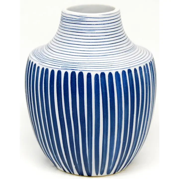 Blue Striped bud vase